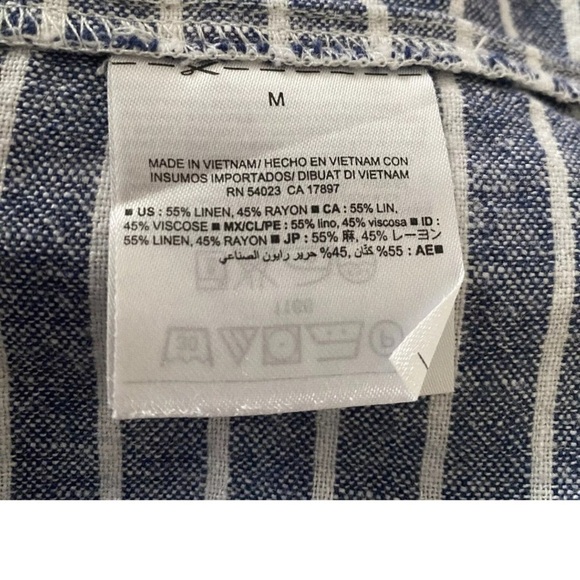 Old Navy Blue White Striped Linen Blend Dress Womens Size Medium (1155) - Picture 4 of 4